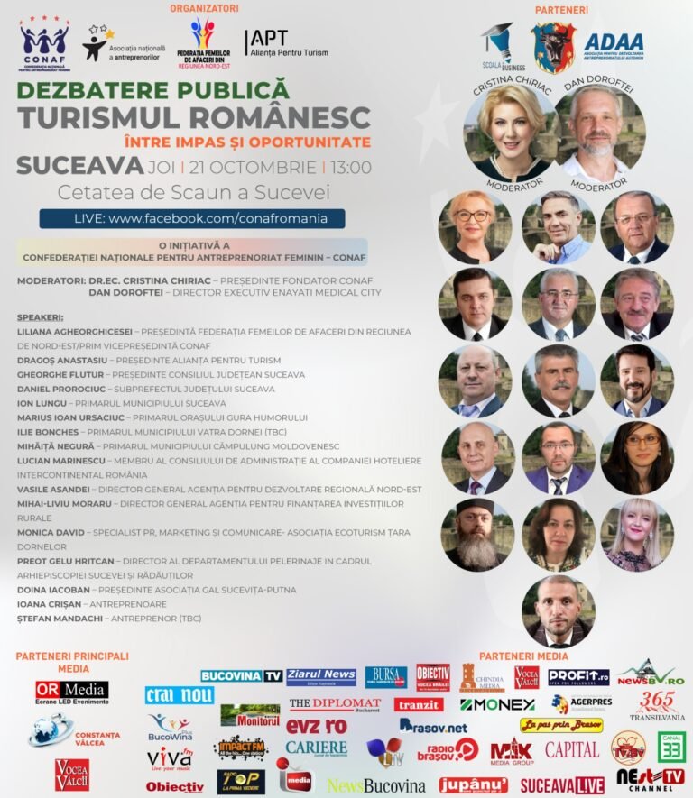 Cetatea de Scaun a Sucevei găzduiește a patra dezbatere publică națională „Turismul Românesc: Între impas și oportunitate”